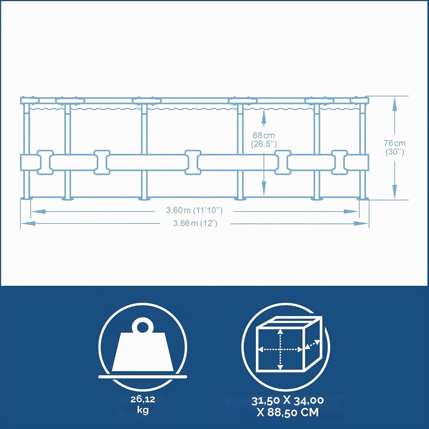 Bestway Steel Pro Max Frame Kit Piscine Ronde avec Pompe à Filtre Ø 366 x 76 cm Gris Clair – Image 6