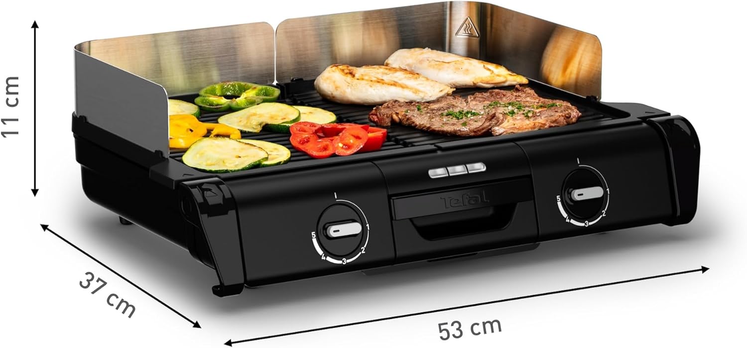 Tefal Barbecue électrique XL Family Grill 2400W avec 2 thermostats réglables, Usage extérieur et intérieur, 2 surfaces de cuisson compatibles lave vaiselle TG800N10 – Image 9
