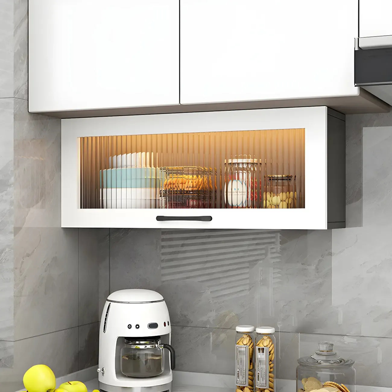 Kitchen White Wood Wall-Mounted Storage China Cabinets – Image 24