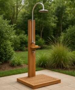 Douche d'extérieur bois composite/acier inoxydable structure marron