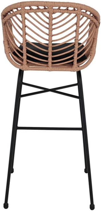 Lisa Design - Rosano - lot de 4 tabourets - effet rotin - bois et noir, Noir/Bois – Image 5