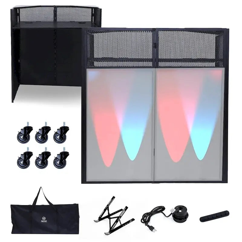 Portable DJ Booth Table Set with Integrated Lighting Scrims, Sturdy Carry Case, and Compact 40x20 inch Dimensions – Image 2