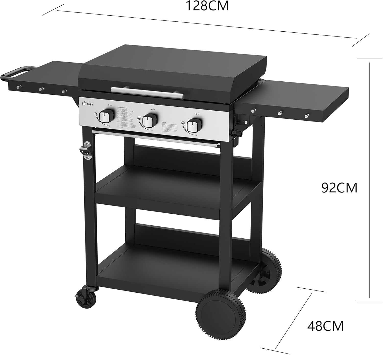 BIGHORN Plancha gaz de 3 brûleurs avec chariot et couvercle;7.2kw – Image 10