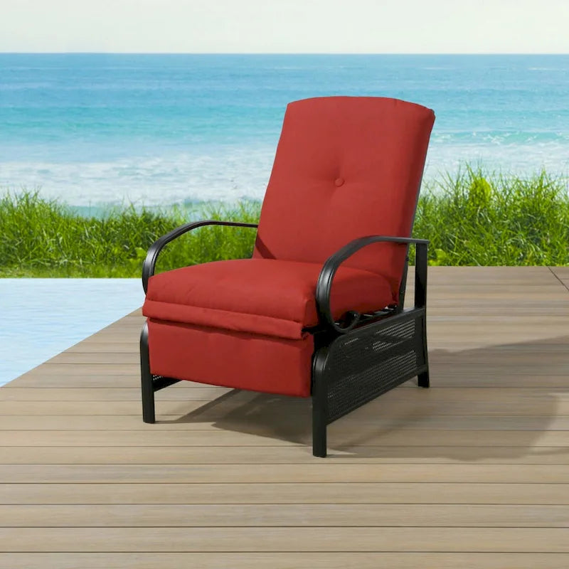 Adjustable Recliner Lounge Chair Patio Lounge Sofa with Cushion - 38 (D) x 26.5 (W) x 38.5 (H) INCH – Image 5