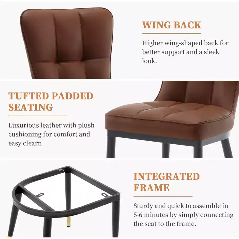 Bekrvio Dining Room Chairs Set of 6, Modern Upholstered Faux Leather Seat with High Back, Metal Legs, Armless Kitchen Chairs for Living Dinning Room – Image 36