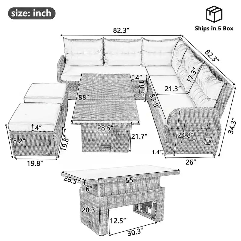Outdoor Furniture Set Patio Rattan Furniture Set – Image 37