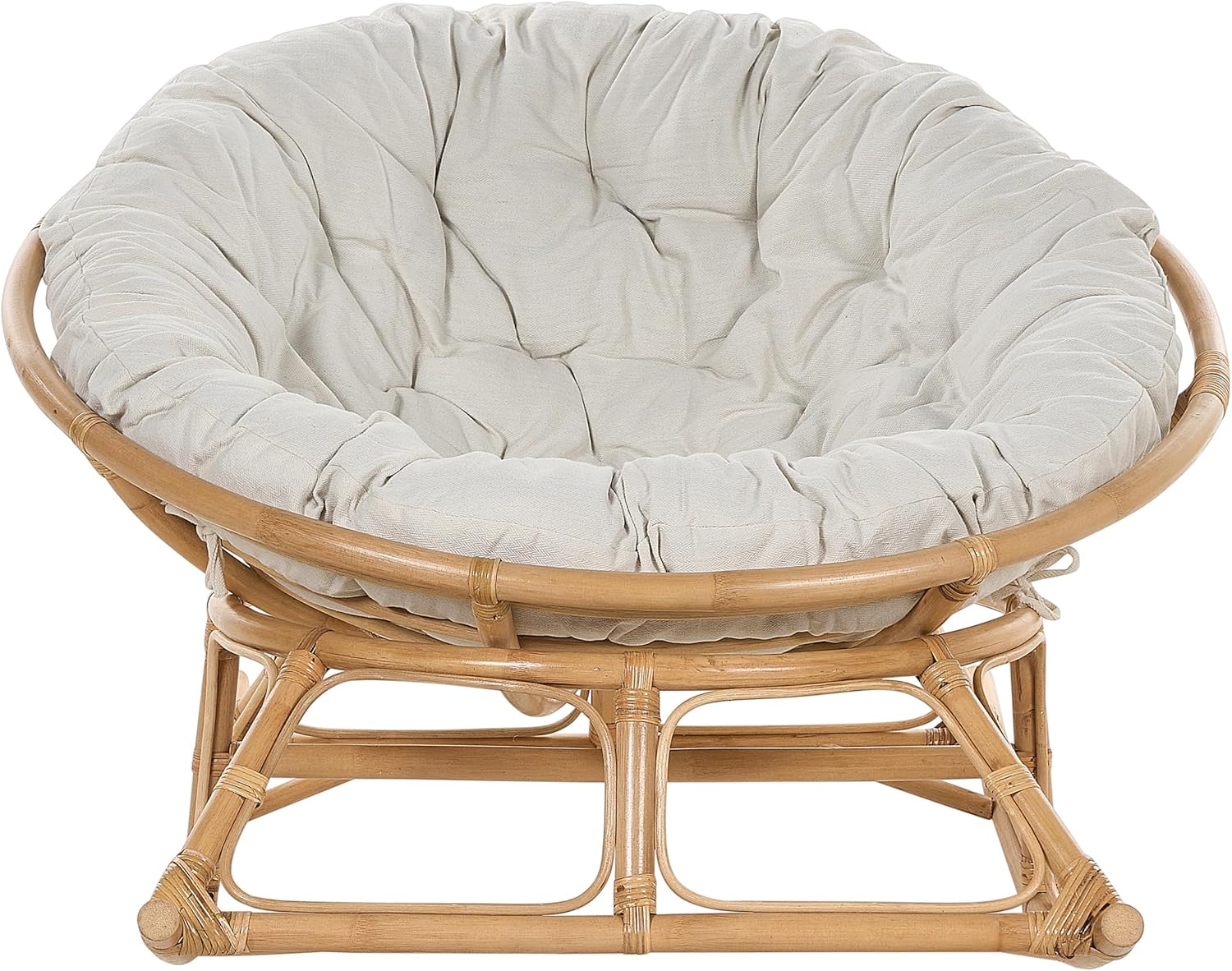 Beliani Fauteuil à Bascule Rond en Rotin Ton Naturel et Beige Clair Empilable Orvieto – Image 4