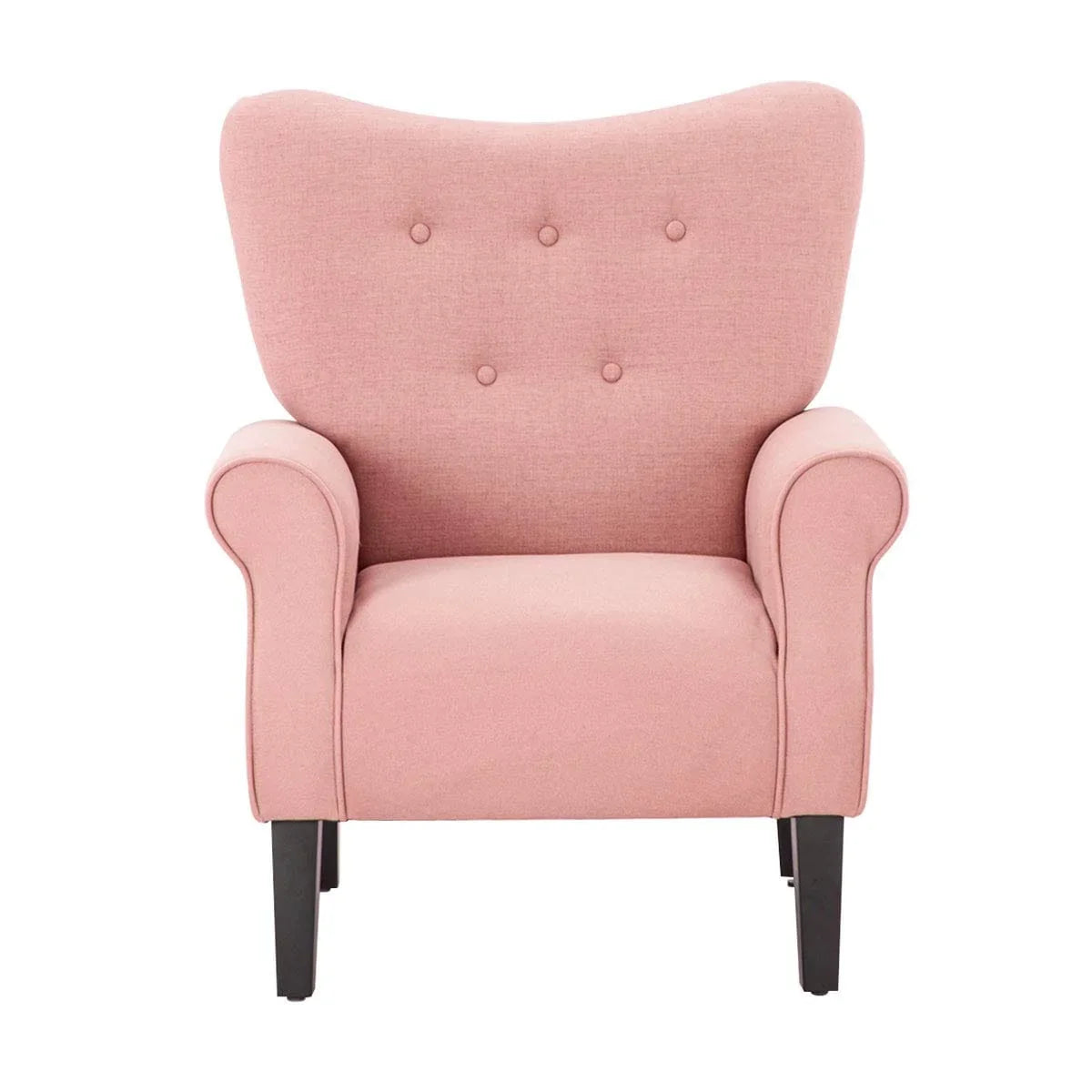 Erommy Modern Accent Chair, High Back Armchair, Upholstered Fabric Button Single Sofa with Wooden Legs for Living Room – Image 73