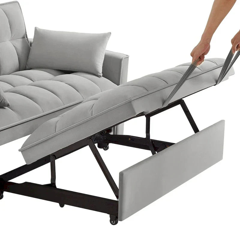 4 in1 Loveseat Sofa Bed with Armrests & Storage Pockets, Multi-Function Tufted Pull-out Sofa Bed with Adjustable Backrest – Image 35