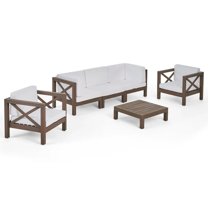 Brava Outdoor Acacia Wood 6-piece Chat Set by Christopher Knight Home – Image 41