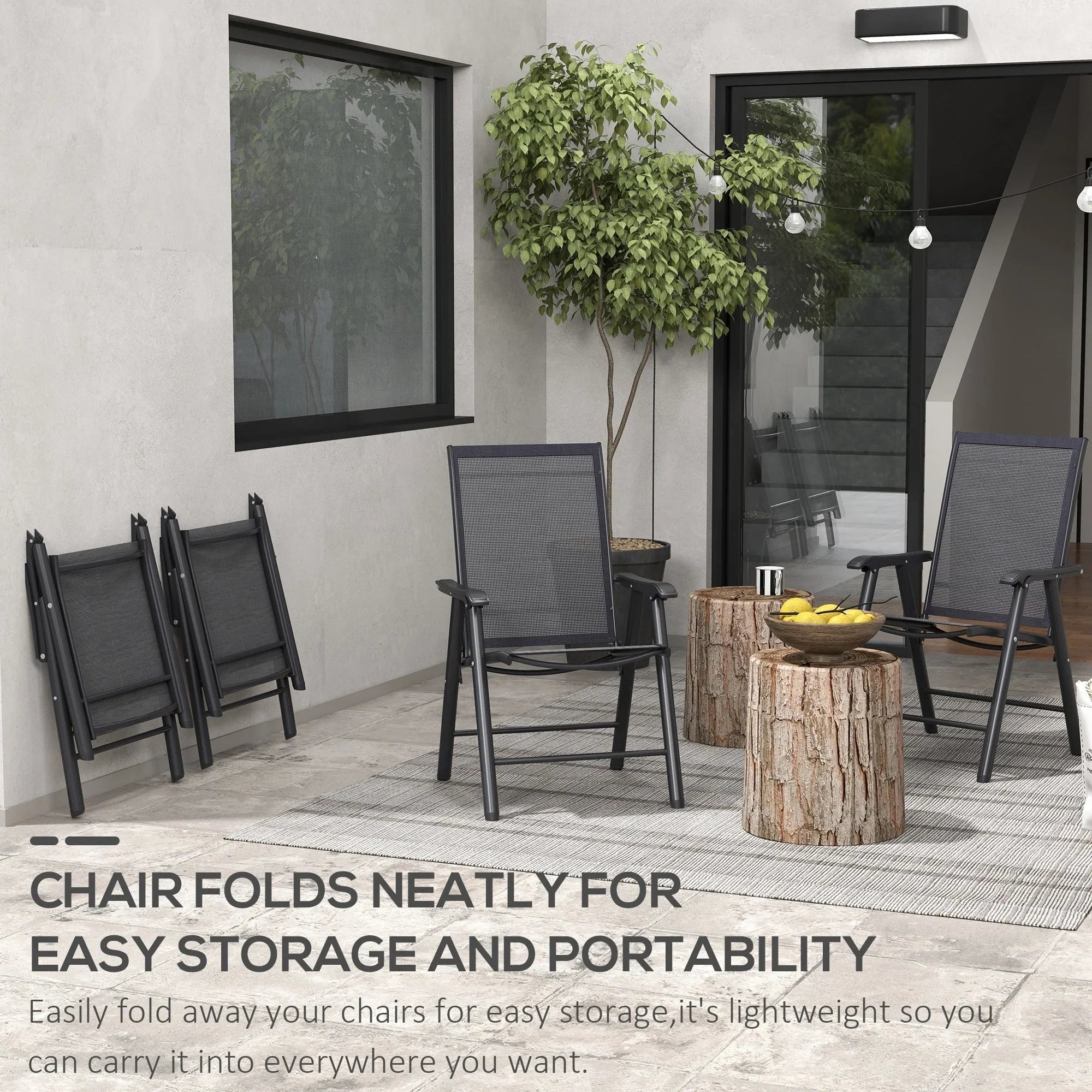 Outsunny 4-piece Folding Patio Chair Set with a Simple & Chic Design, Comfortable for the Deck, Garden, Yard & Travel – Image 15