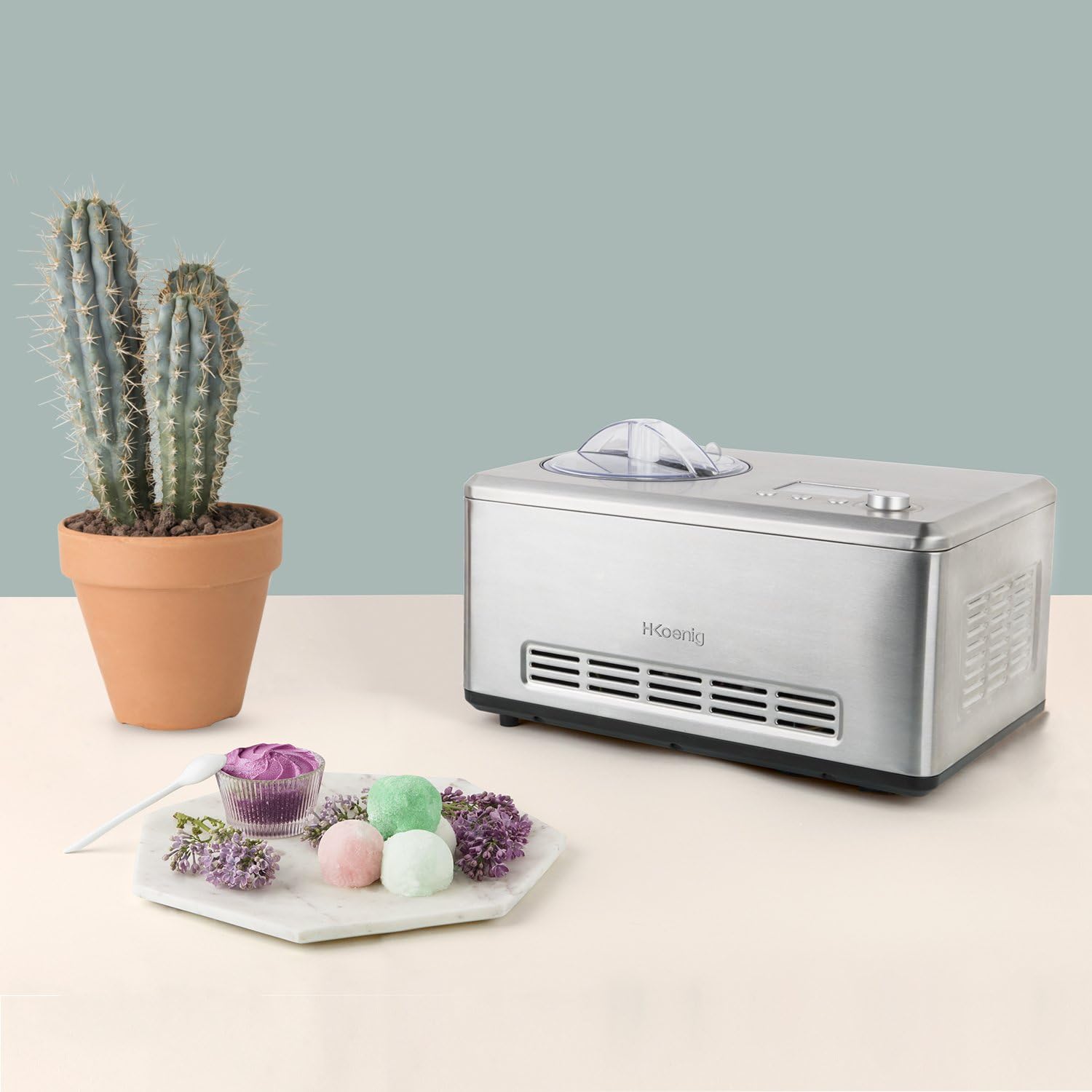 H.Koenig Sorbetière Turbine à Glace Professionnelle HF320, Machine à Glace Electrique 2L, 180 W, Réfrigérante & Maintien du Froid - Sorbet et Crème Glacée – Image 5