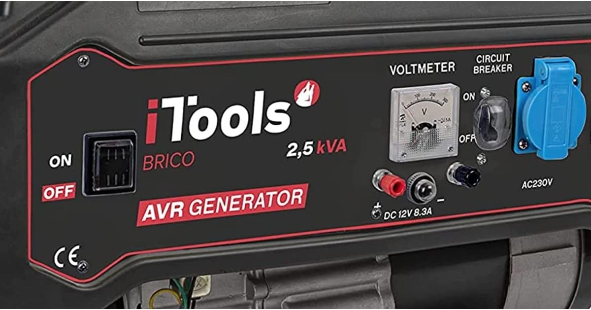 iTools Groupe électrogène 2.5KVA 2500W Max Moteur 4Temps Essence Autonomie 13h 6.5 CV 196 cm³ Protection AVR VITO – Image 5