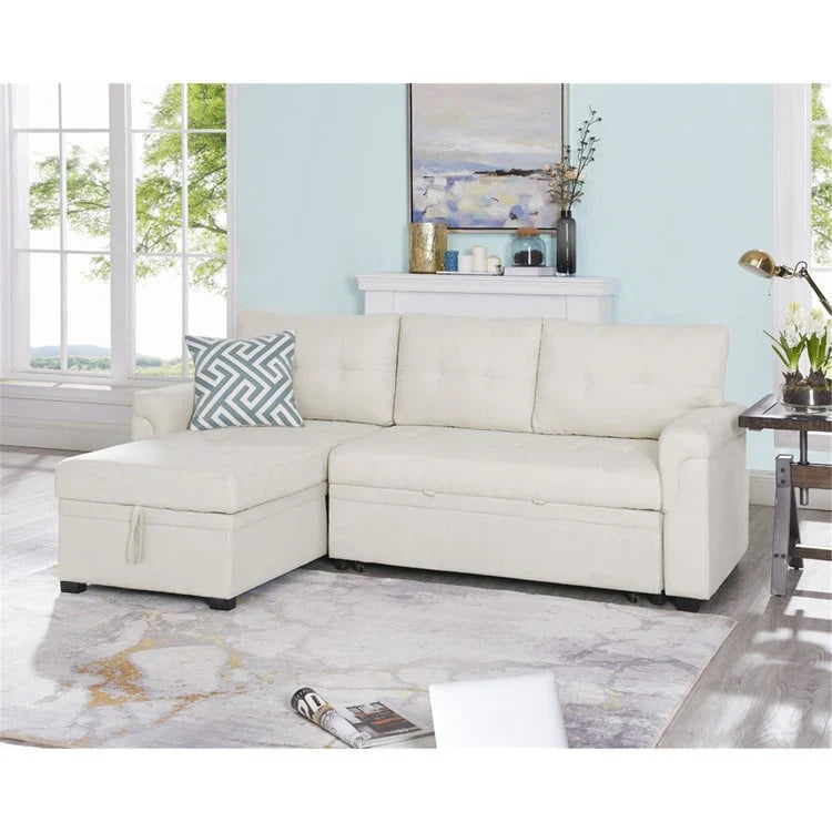 Convertible Reversible Sectional Sofa with Pull-Out Sleeper Bed, Hidden Storage Chaise, and Durable Legs – Image 7