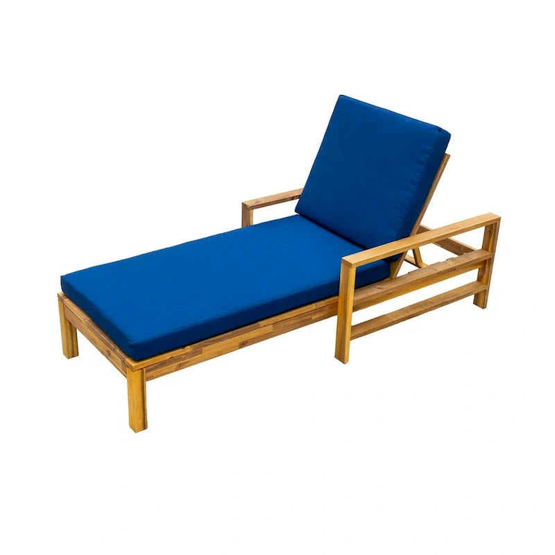 Wood Adjustable Backrest Outdoor Lounge Chair, Suitable for Gardens, Terraces and Poolside Areas – Image 16