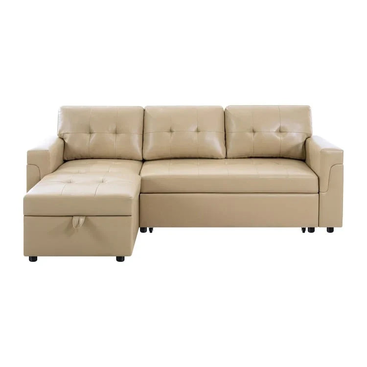 Convertible Reversible Sectional Sofa with Pull-Out Sleeper Bed, Hidden Storage Chaise, and Durable Legs – Image 156
