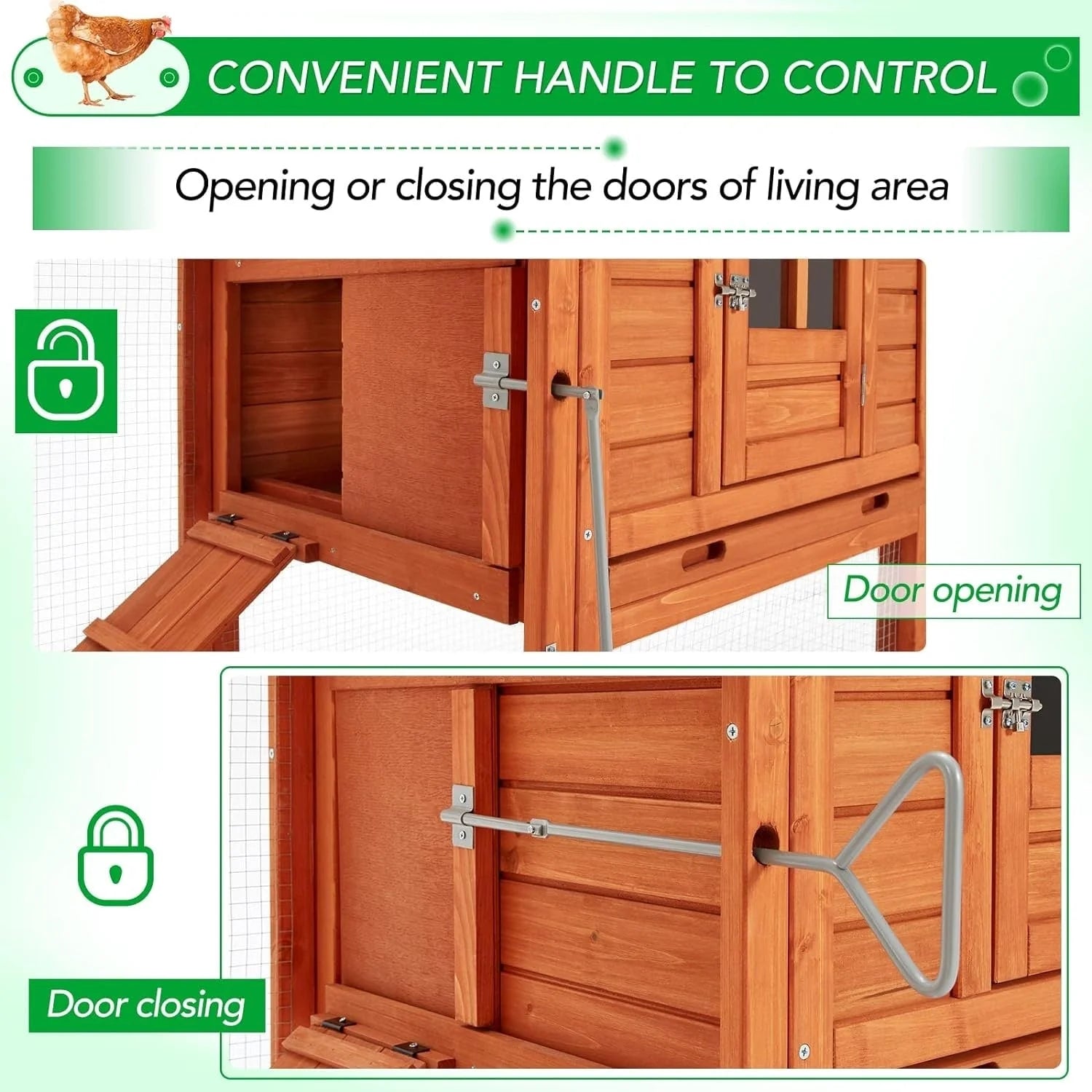AECOJOY 144'' Large Chicken Coop w/ Run Wooden Hutch Poultry Cage House – Image 9