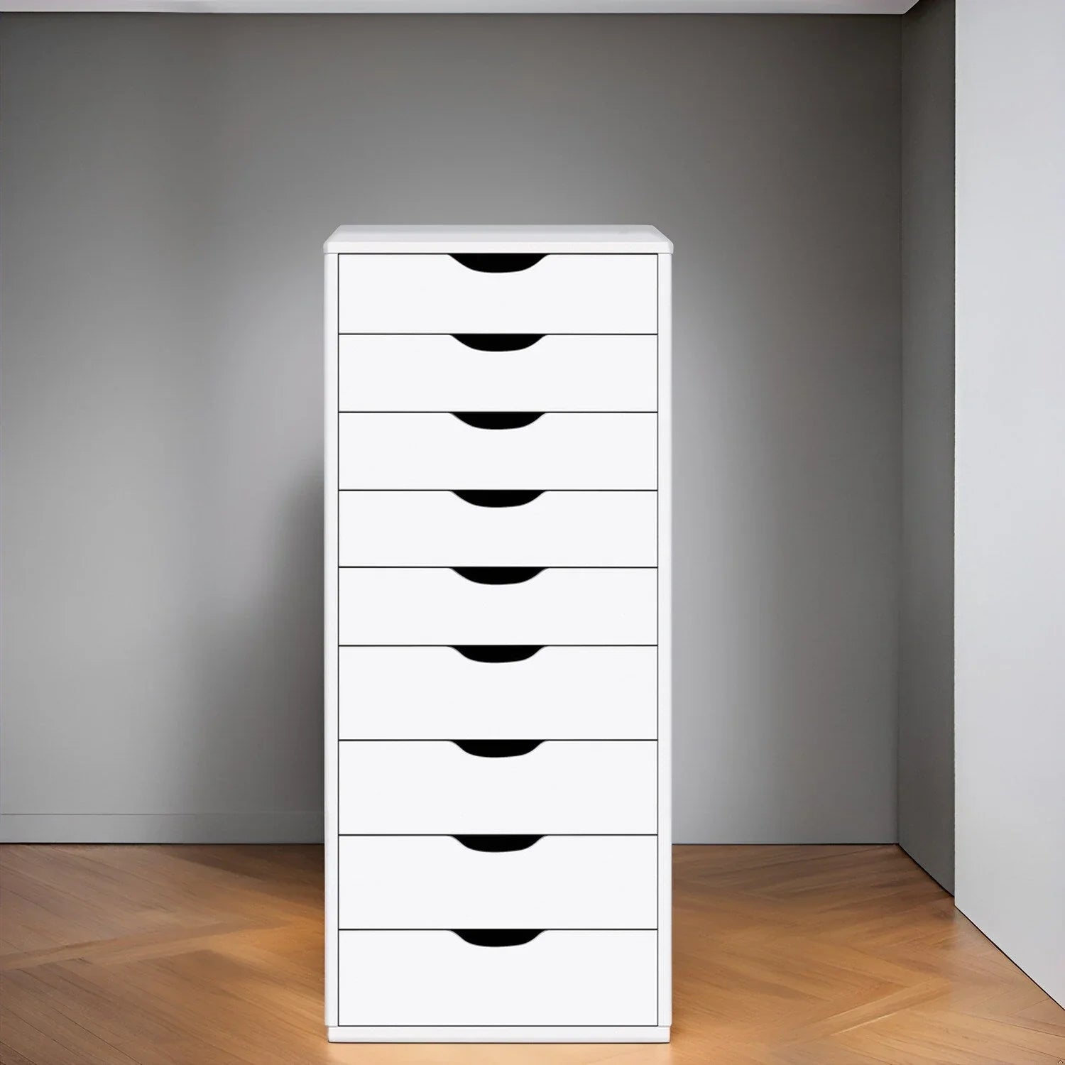 Narrow Wooden 9-Drawer Cabinet with Smooth-Glide Drawers and Top Storage Shelf – Image 4