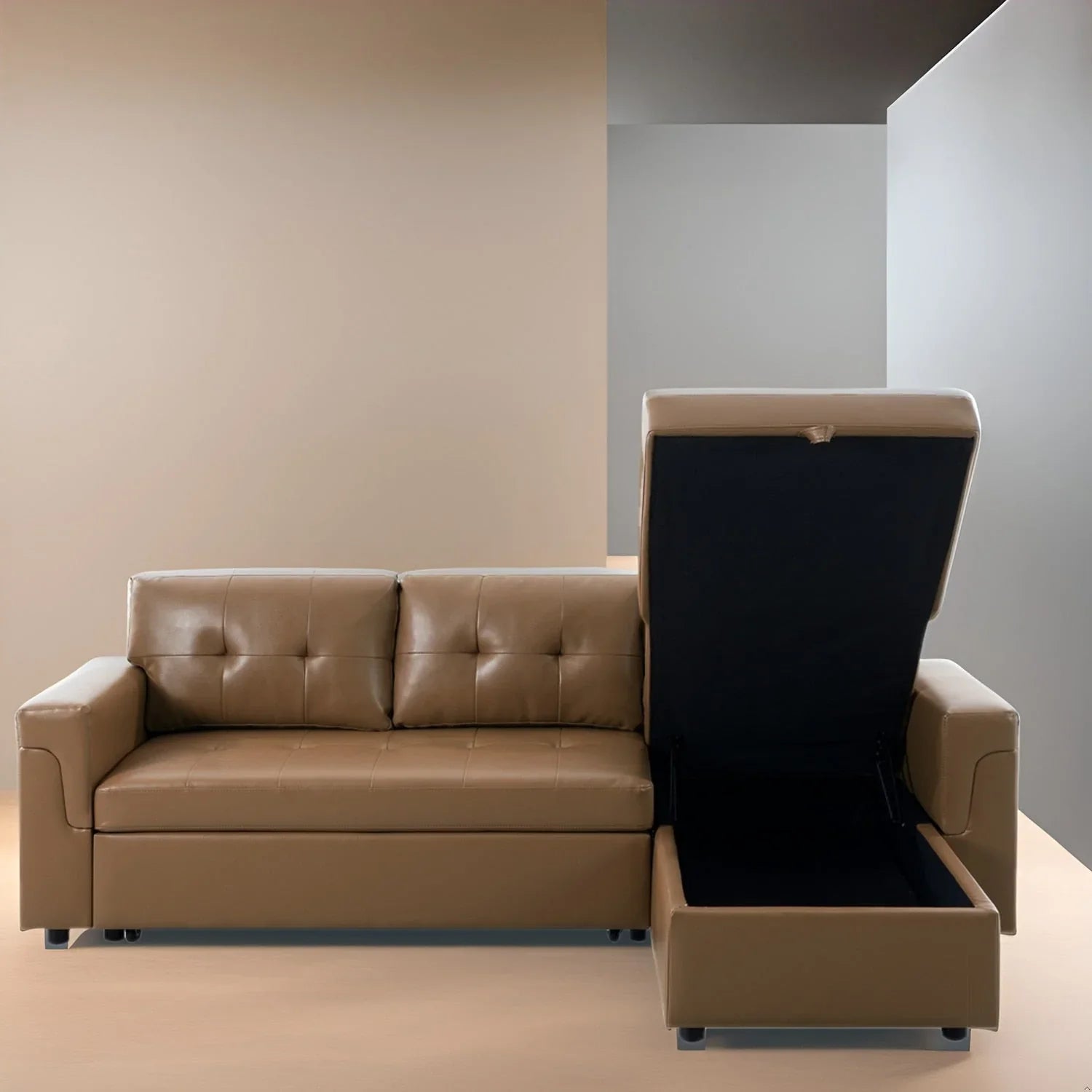 Convertible Reversible Sectional Sofa with Pull-Out Sleeper Bed, Hidden Storage Chaise, and Durable Legs – Image 105
