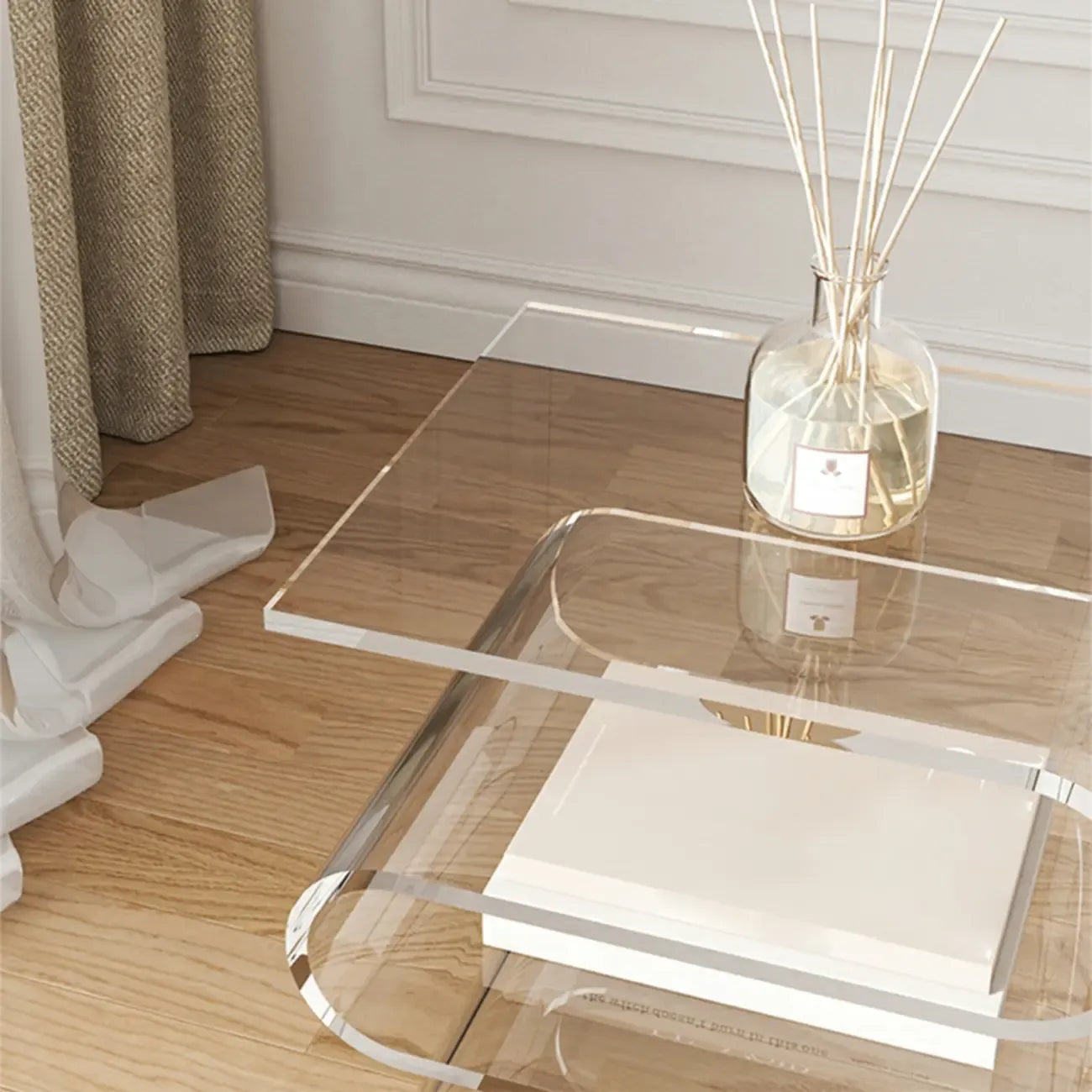 Contemporary Acrylic S-Shaped Side Table with Storage – Image 30