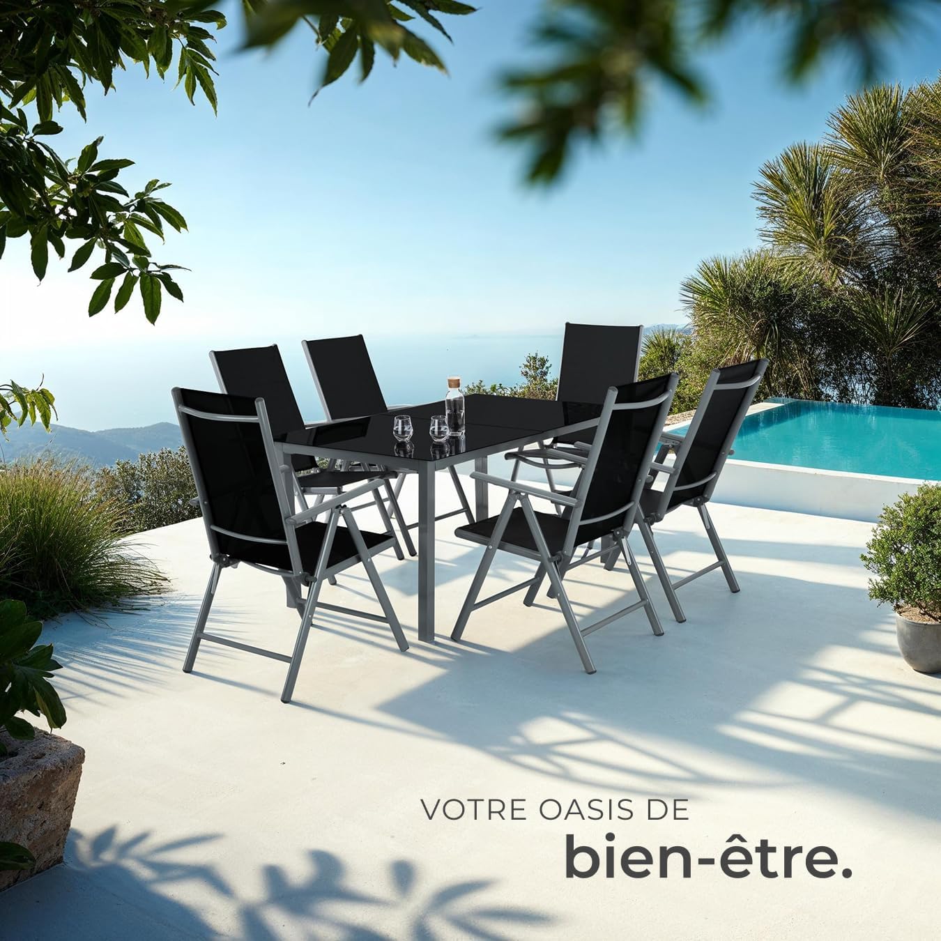 TecTake® Lot de 4 Chaises de Jardin Pliantes avec accoudoirs Chaises d´extérieur avec Cadre en Aluminium, Dossier Haut Réglable 7 Positions, Résistante intempéries, pour Salon de Jardin Exterieur – Image 8