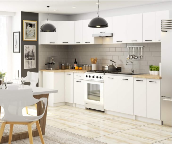 BDW Armoire de Cuisine OLIWIA S80 - Meuble Cuisine - Buffet - Panneau Stratifié 16 mm - Placage ABS - Design Moderne - Durable et Résistant à l'usure - Facile à Assembler - 3 Tiroirs - 80 cm - Blanc – Image 2