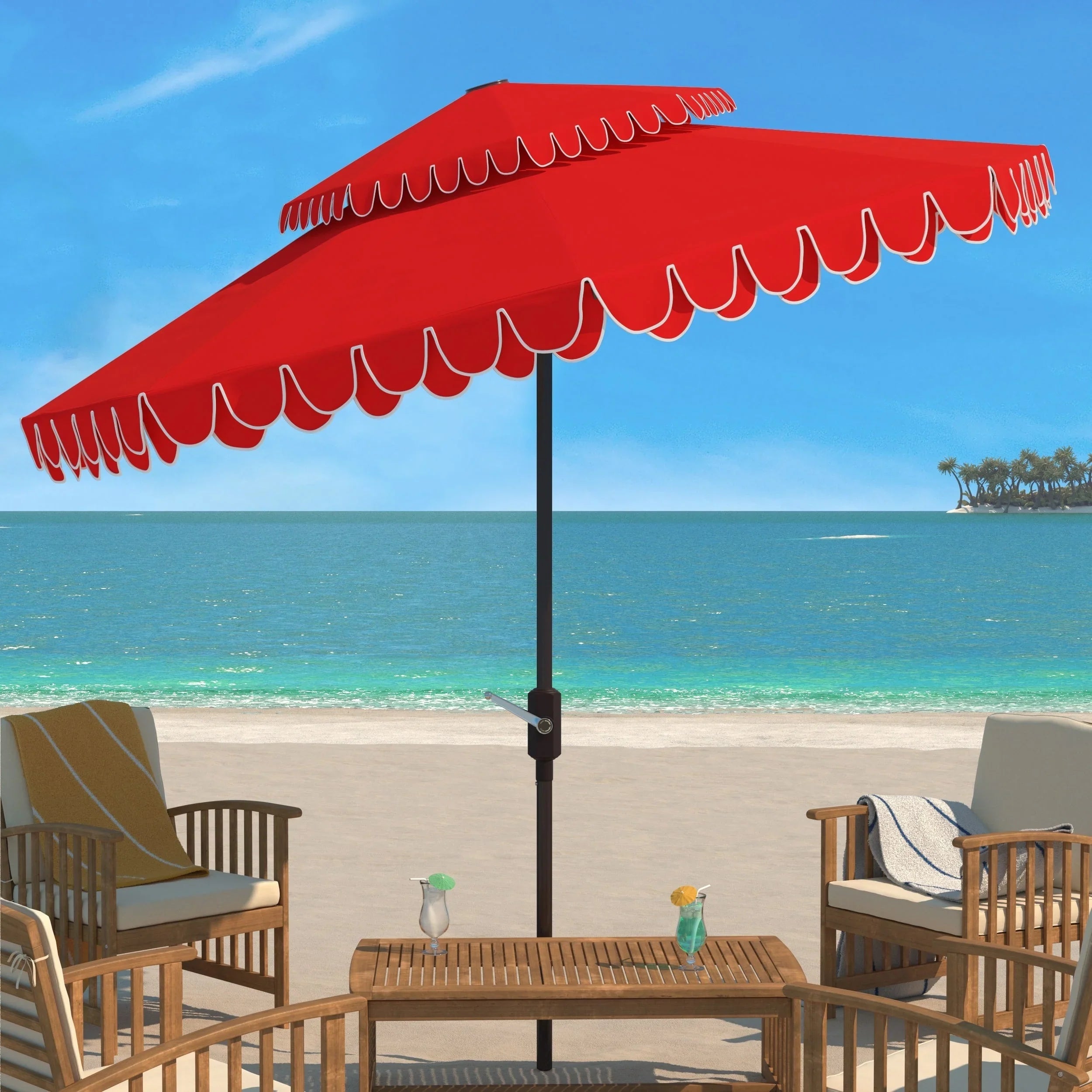 SAFAVIEH Outdoor Kjerstin Valance 9Ft Double Top Umbrella – Image 16