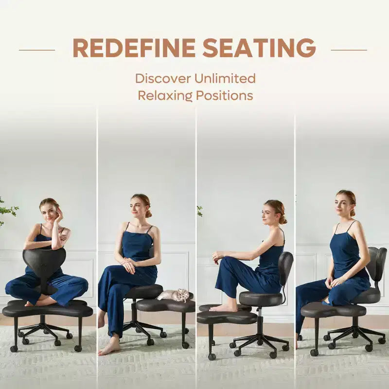 Pinmoco Ergonomic Criss Cross Office Chair, Height Adjustable Meditation Chair, 360 Swivel, Lumbar Support, Task and Office Chair, ADHD Chair – Image 7