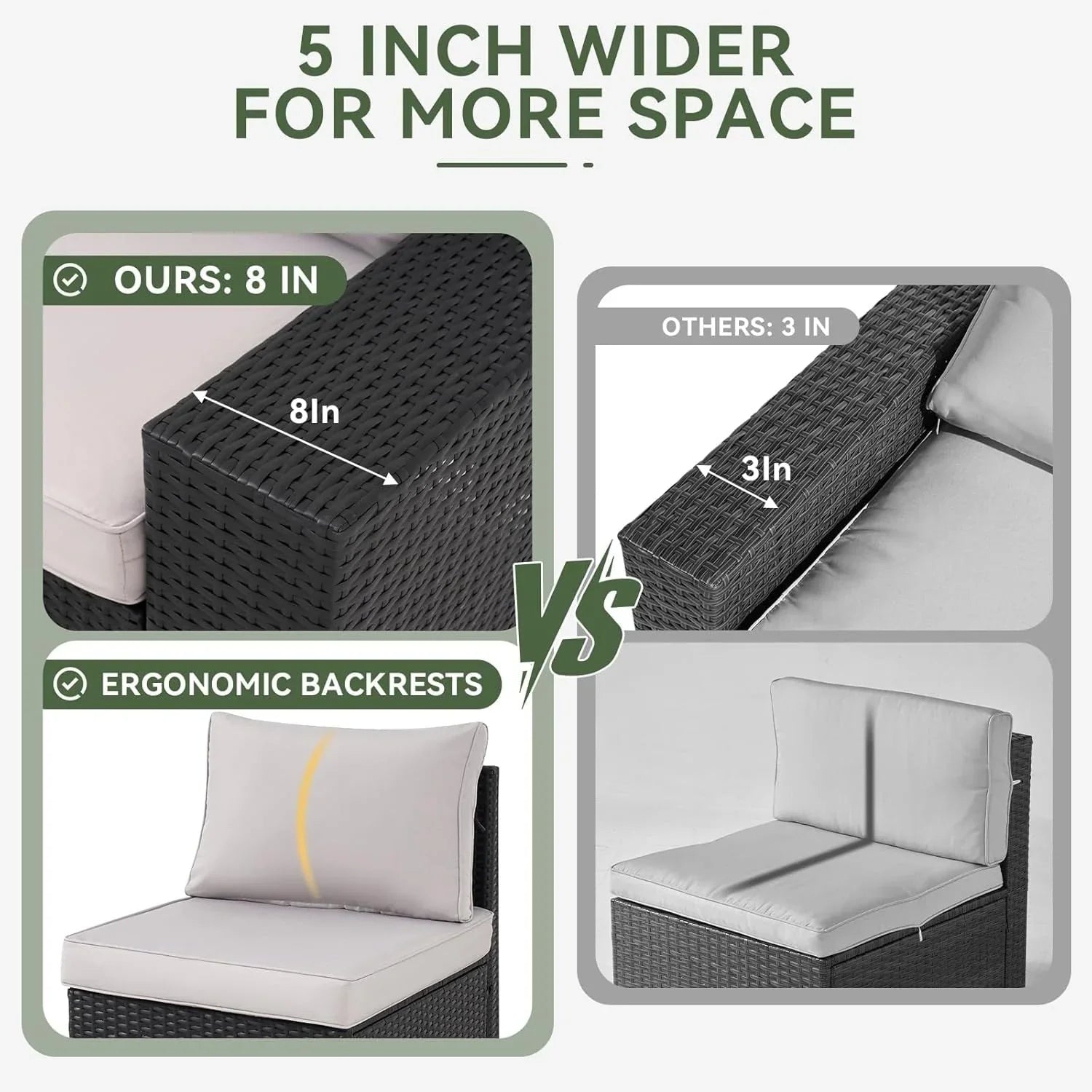 Outdoor Patio Furniture Sets with 4in Thicken Cushion – Image 41