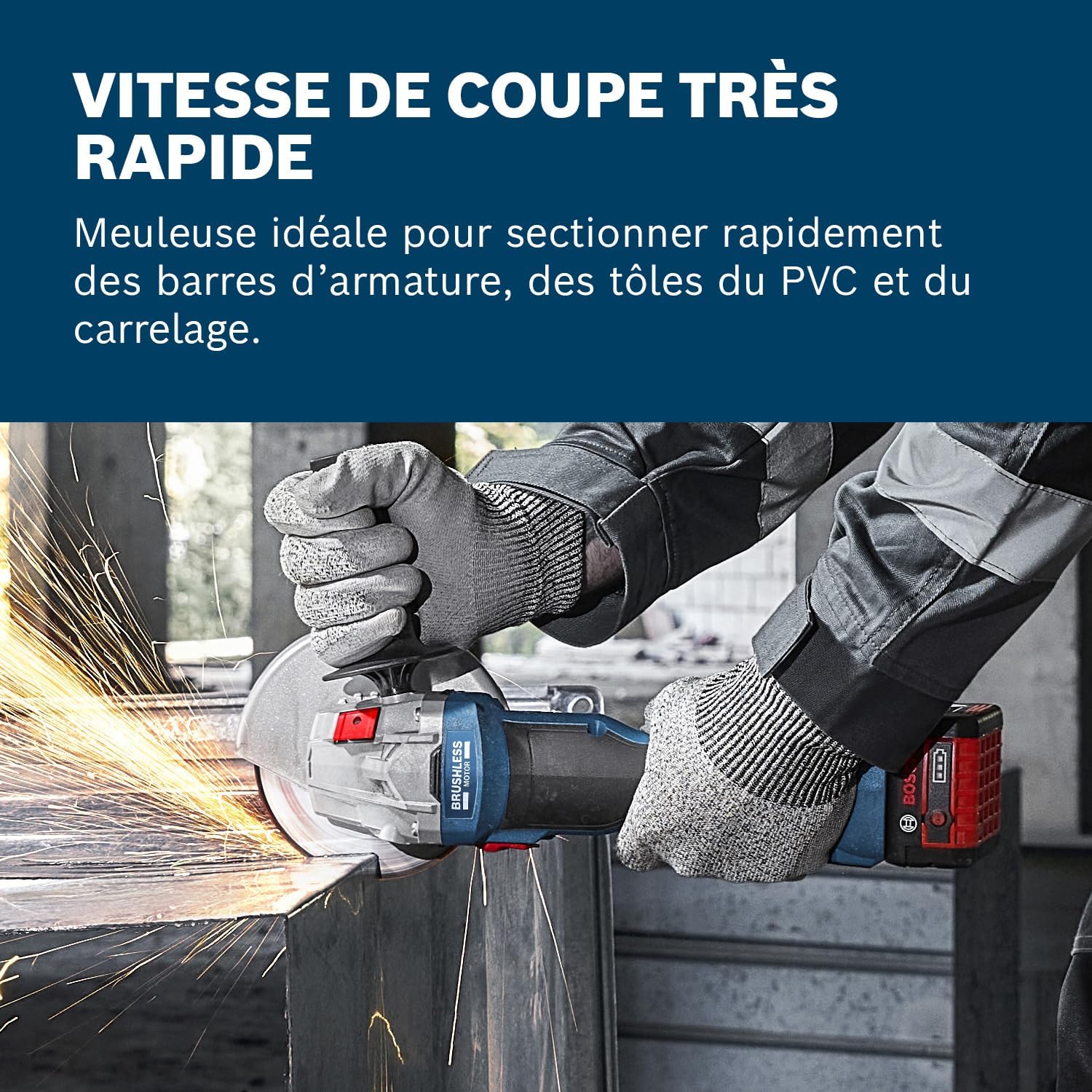 Bosch Professional 18V System meuleuse angulaire sans-fil GWS 18V-8 (diamètre de disque 125 mm, avec 2 batteries GBA 5,0 Ah, chargeur GAL 18V-40, L-BOXX) – Image 4