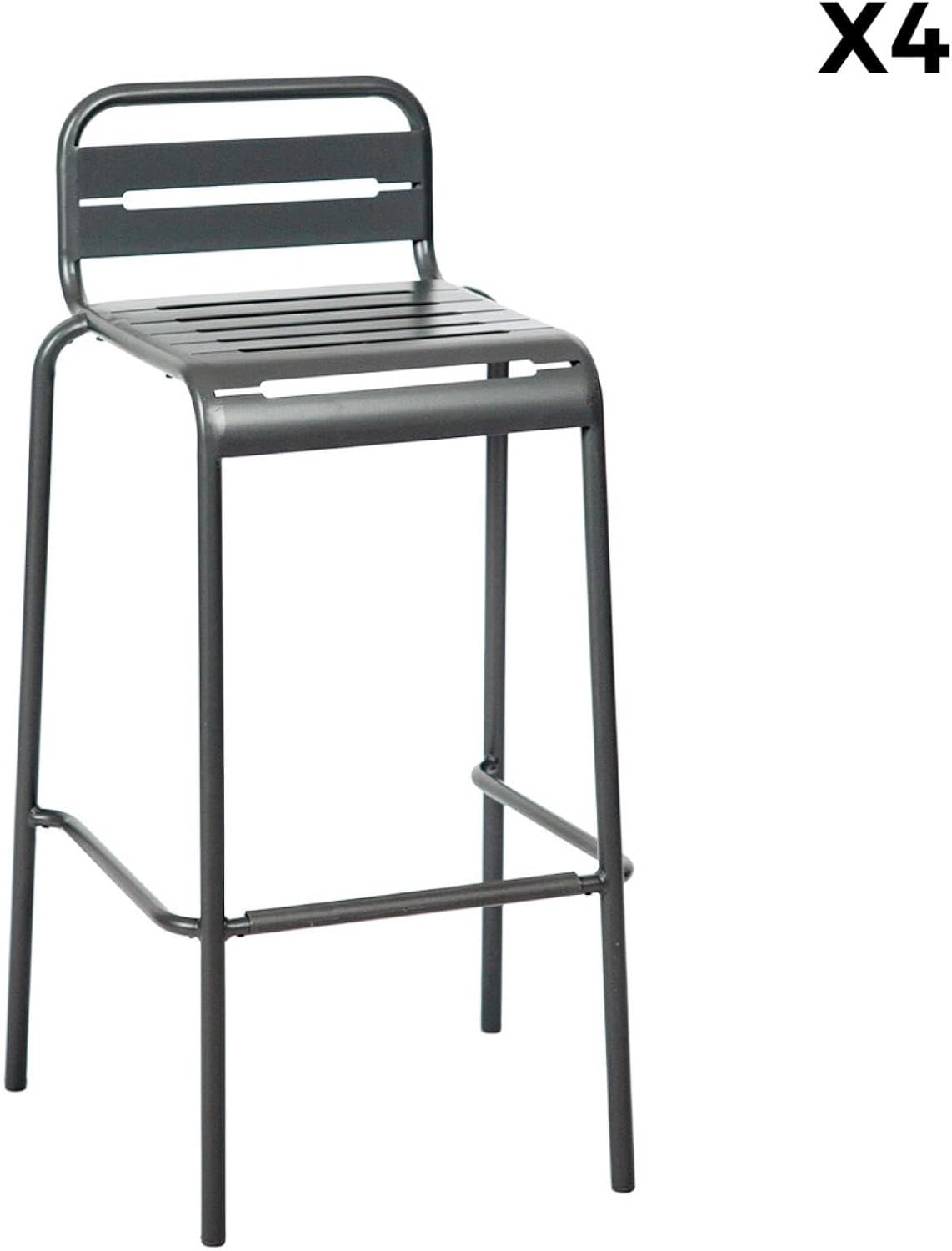 sweeek - Table Haute de Jardin Acier + 4 assises Amelia Anthracite. 4 chaises Hautes en Acier. 120 x 70cm x 95cm – Image 7