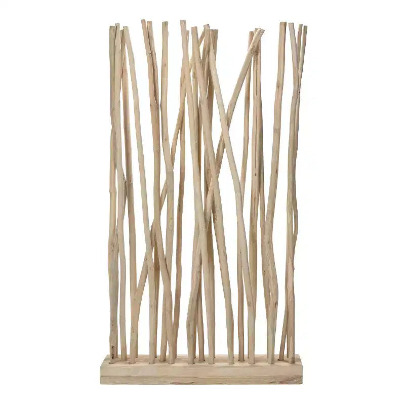 JONATHAN Y Tranquil 39W x 68H Coastal Bohemian Handcrafted Teak Branch Single Panel Room Divider – Image 9