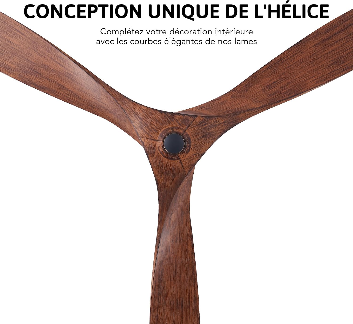 VONLUCE Ventilateur de Plafond Ø132CM 52 Pouces 3 Pales sans Lumière avec Télécommande Moteur DC Silencieux Réversible 6 Vitesses pour Chambre à Coucher Patios Salon Fermier, Noyer – Image 6