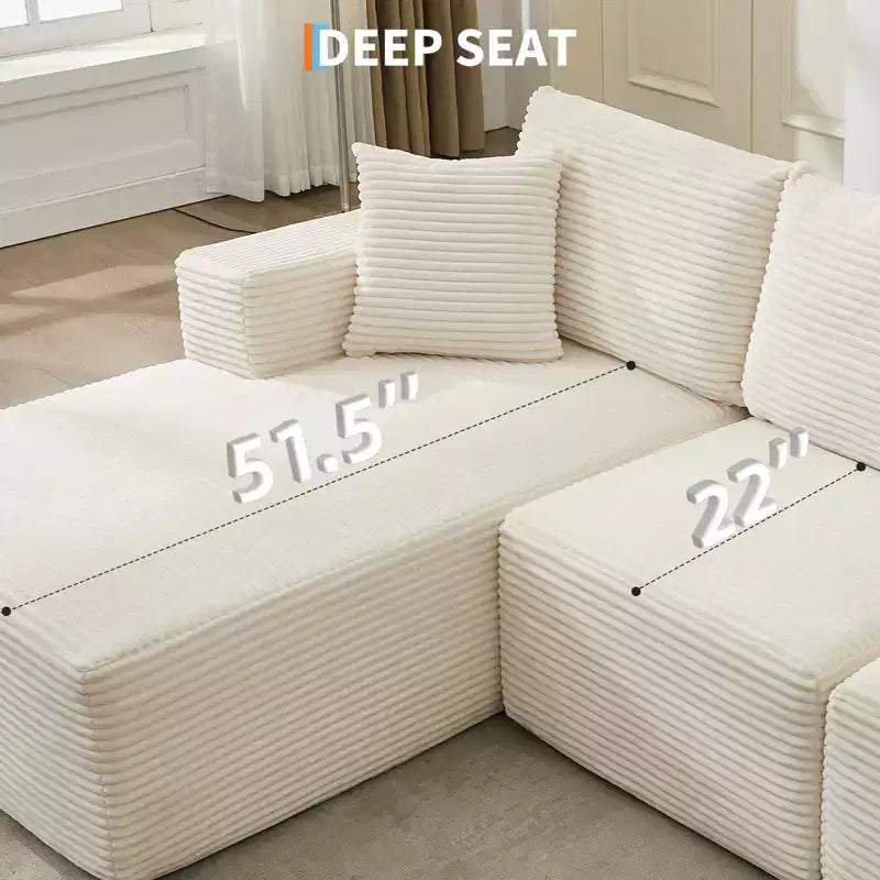 108 Modern Sofa Couch, 3 Seater Upholstered L Shaped Sofa with Pillows, Deep Seat Sofa, No Assembly Required – Image 4