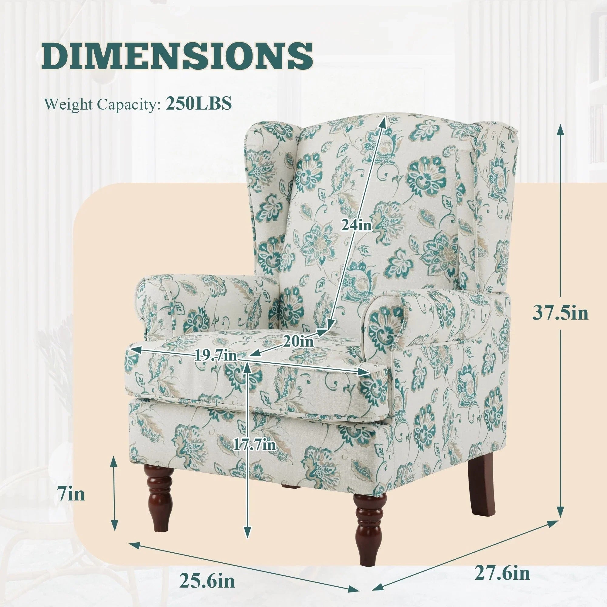 Erommy Modern Accent Chair, High Back Armchair, Upholstered Fabric Button Single Sofa with Wooden Legs for Living Room – Image 139