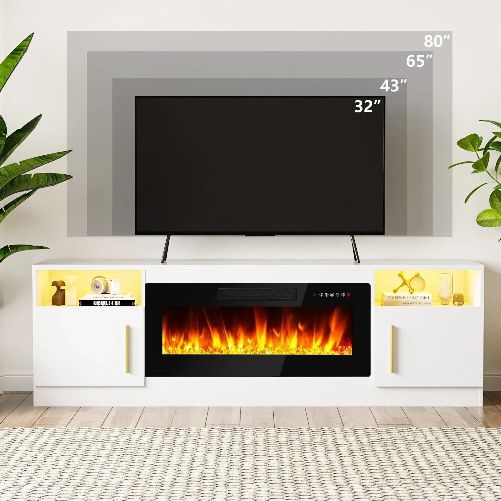 Bossin 70 Fireplace TV Stand with 36 Electric Fireplace, TV Stand for TVs Up to 80, 16 Colors LED Lights/Entertainment Center – Image 20