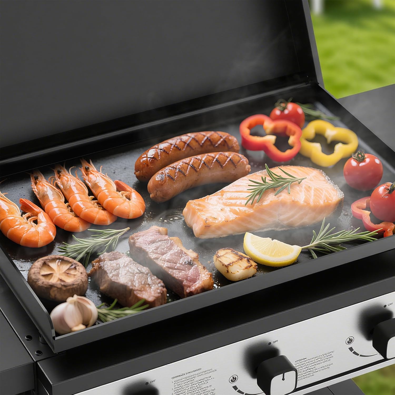 BIGHORN Plancha gaz de 3 brûleurs avec chariot et couvercle;7.2kw – Image 4