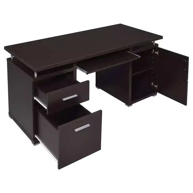 TUYOHW 55 Wooden Writing Desk,Office Computer Desk with 2 Drawers,1 Cabinet,1 Open Shelf,1 Door,Work Desk for Home Office,Study,Small Spaces – Image 5