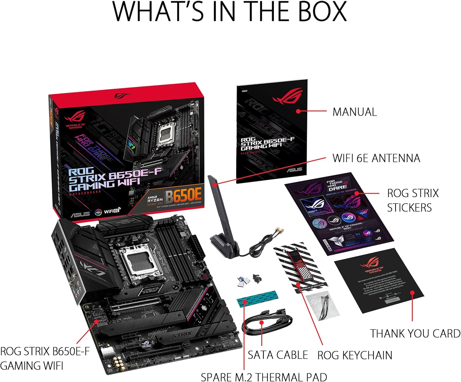 ROG STRIX B650E-F Gaming Wifi - Carte mère AMD Ryzen AM5 ATX (12 plus 2 phases d'alimentation, DDR5, 3 x M.2, PCIe 5.0, WiFi 6E, 2.5G LAN, USB 3.2 Gen 2x2 Type-C port, Aura Sync RGB) – Image 6