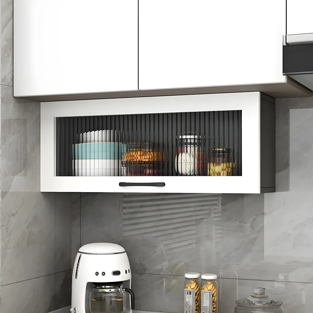 Kitchen White Wood Wall-Mounted Storage China Cabinets – Image 25