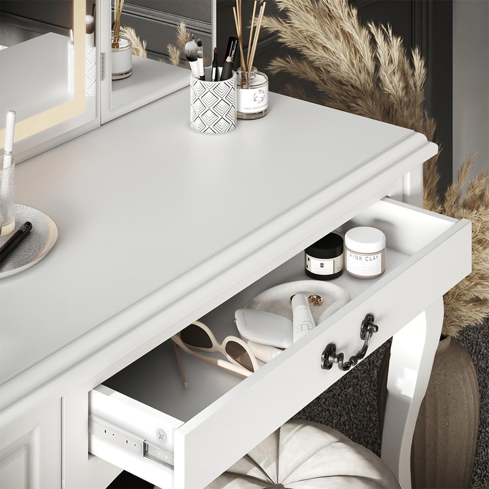 Vicco Coiffeuse Belle, Blanc, 120cm avec éclairage LED à intensité Variable – Image 4