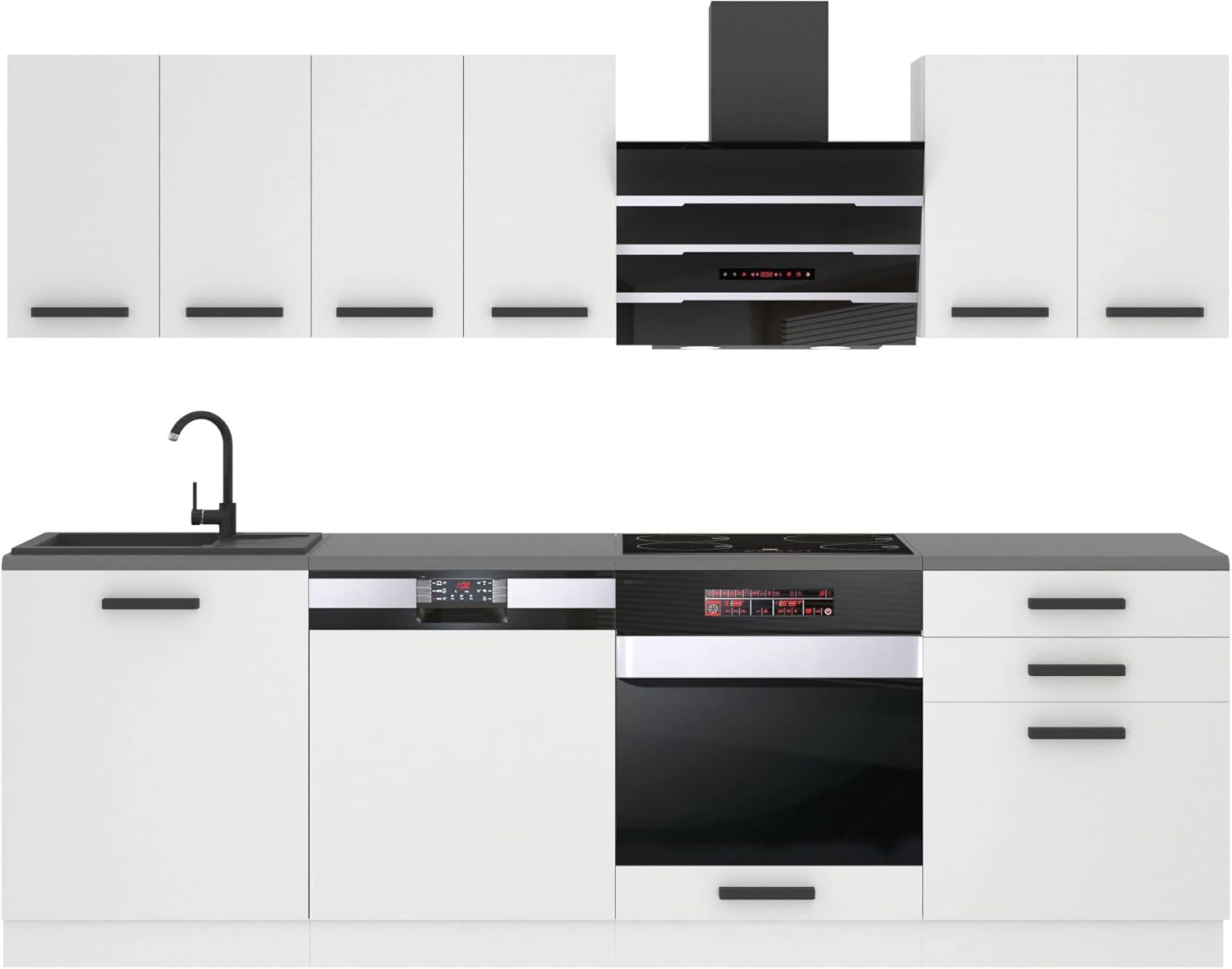 Belini Cuisine Complete Susan - Muebles de Cuisine Blanc Mat, 240 cm
