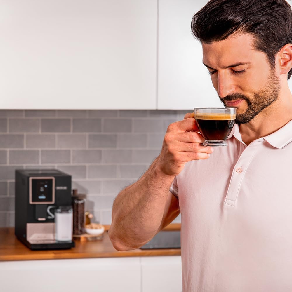 Cecotec Machine a Café Espresso Superautomatique Cremmaet Compactccino Connected Black Rose. 19 Bars, Écran TFT, Wifi, Moulin Integré, Réservoir d'eau 1,1 L et de lait 400 ml, Nettoyage Automatique – Image 7