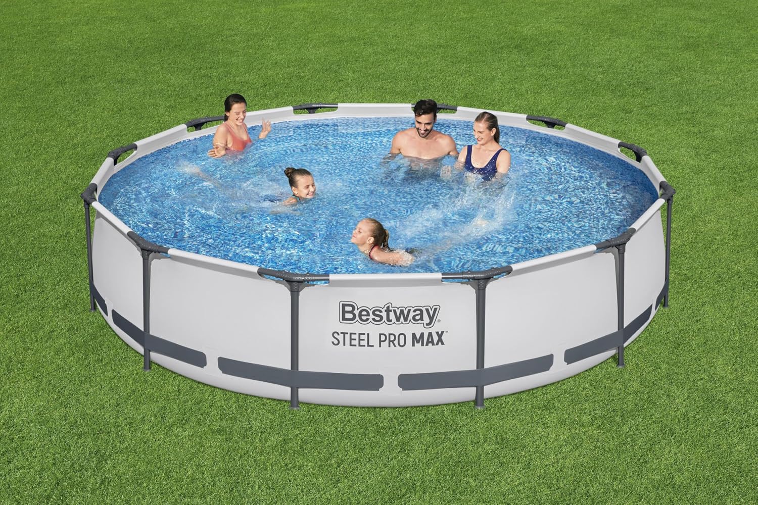 Bestway Steel Pro Max Frame Kit Piscine Ronde avec Pompe à Filtre Ø 366 x 76 cm Gris Clair – Image 4