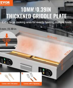 Alternative view of VEVOR Plancha Électrique 4400 W, Plaque à Snacker Commerciale, Plaque de Cuisson en Fer et Acier Inoxydable, Température Réglable 50-300 °C, 2 Pelles et 2 Brosses, pour Barbecue Restaurant Snack-Bar