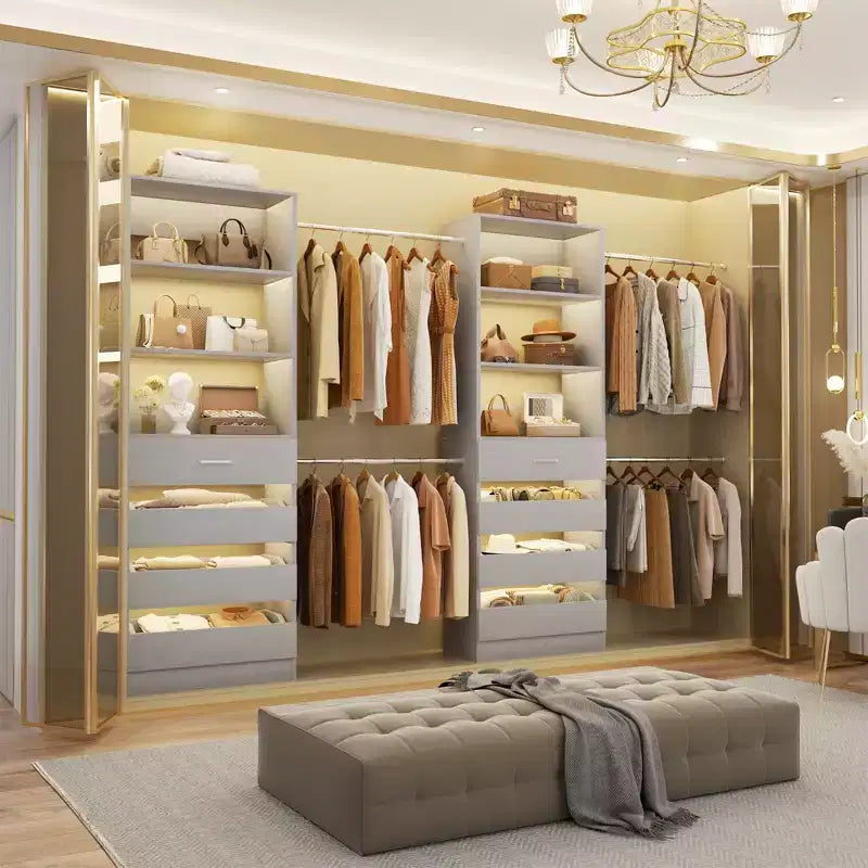 Besiost Closet System with 8 Wooden Drawers and 4 Hanging Rods – Image 3