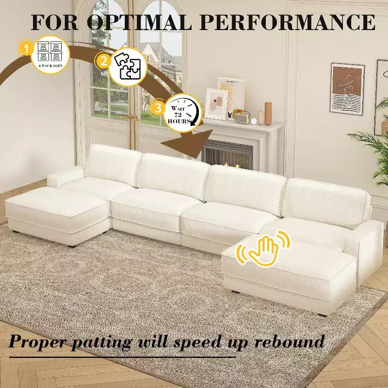 Dyonery 158 Extra Large Modular Sectional Sofa, CHENILLE Fabric with Deep Seat, Tool-Free Assembly – Image 22