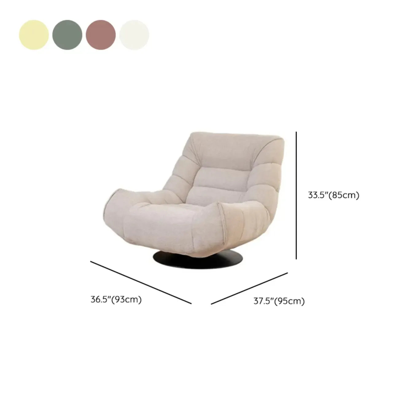 Yellow Trufted Chenille Fabric Swivel Accent Chair – Image 15