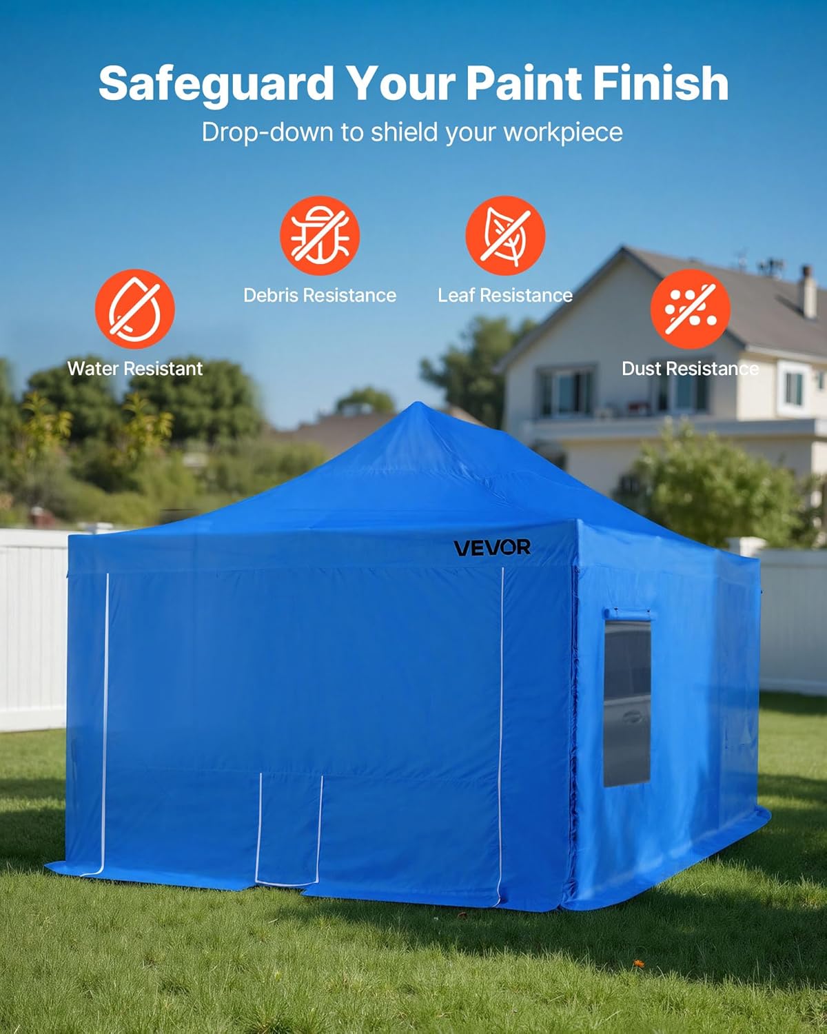 VEVOR Cabine de Peinture Portable 587x398x178 cm, Tente de Pulvérisation avec Cadre Pliable et 4 Fenêtres Latérales en Maille, Ventilation Améliorée, pour Pièces Automobiles, Meubles, Peinture Auto – Image 5