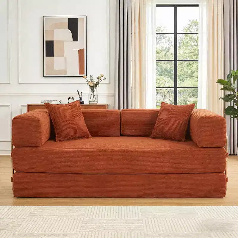 Dyonery 78Folding Sofa Bed Convertable Corduroy Couch King Size Floor Sleeper 4-in-1 DIY Combination Modular Sofa Fold Out Comfy sofa. – Image 5